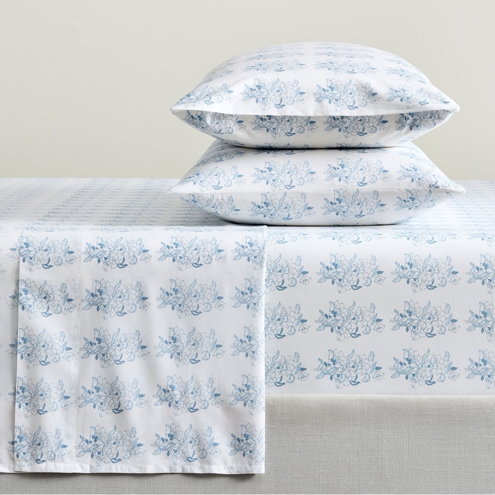 Pottery Barn Blue Floral Bedding Sheets